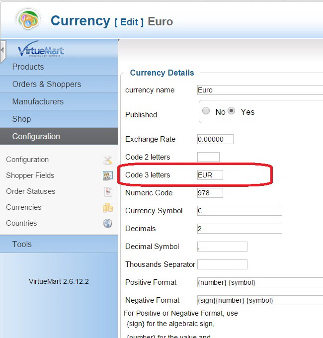 VirtueMart Currency Toolbar Screenshot
